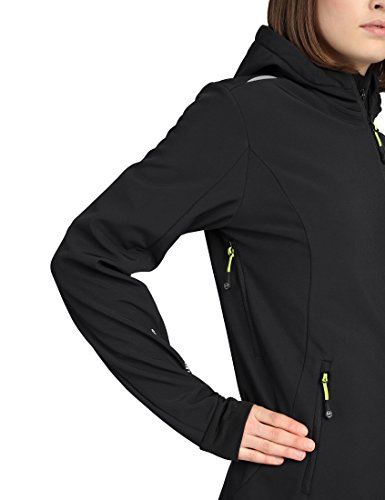 Ultrasport Advanced Chaqueta softshell para mujer Tina, chaqueta funcional moderna, chaqueta outdoor, Negro/Verde, M