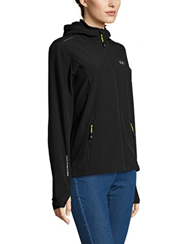 Ultrasport Advanced Chaqueta softshell para mujer Tina, chaqueta funcional moderna, chaqueta outdoor, Negro/Verde, M