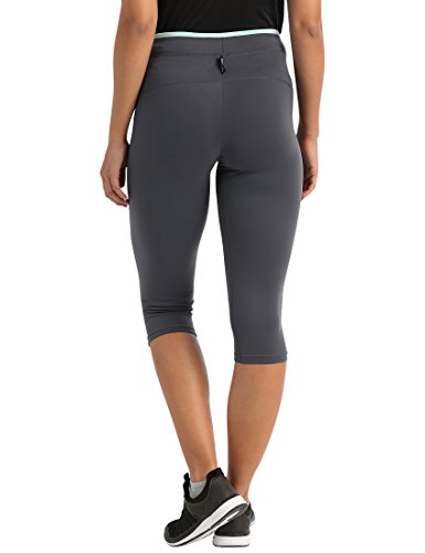 Ultrasport Caprihose Pantalón Pirata, Mujer, Gris/Verde Menta, L