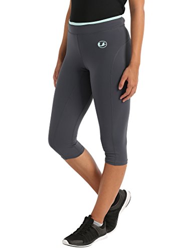 Ultrasport Caprihose Pantalón Pirata, Mujer, Gris/Verde Menta, L