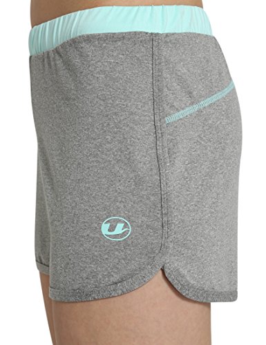 Ultrasport - Pantalones Cortos de Fitness para Mujer, Gris/Agua, Talla L