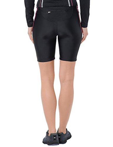 Ultrasport Quick Dry Pantalones Cortos de Correr, Mujer, Negro/Rosa Neón, L