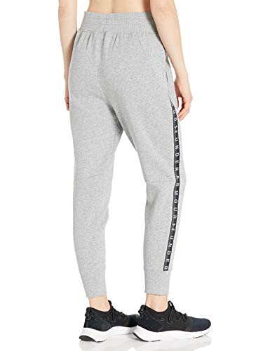 Under Armour Taped Wordmark Fleece Pant Pantalón de chándal, Acero Medium Heather (035)/Negro, Extra-Large para Mujer