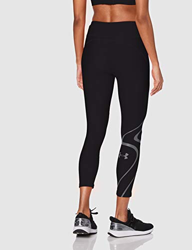 Under Armour UA HG Armour Shine Graphic Ankle Crop Pantalones Deportivos Para Mujer, Mallas Deportivas Mujer Negro XS