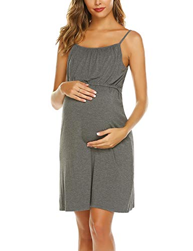 UNibelle Vestido de lactancia para mujer, sin mangas, vestido de lactancia, para verano, sin aros. gris L