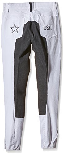 United Sportproducts Germany USG Infantil de equitación Pantalones 3/4 Bi-elástica Trasera, otoño/Invierno, Infantil, Color Blanco - Blanco, tamaño 16 años (170 cm)