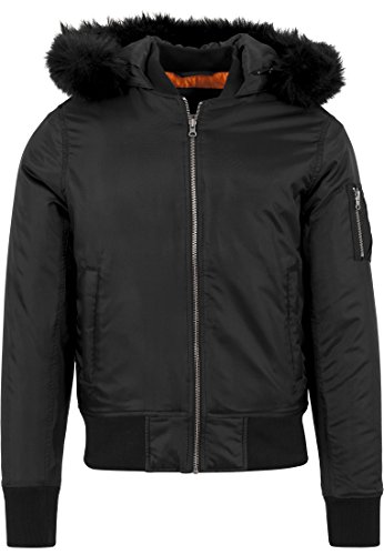 Urban Classics Hooded Basic Bomber Jacket Chaqueta, Negro (Black 7), Large para Hombre