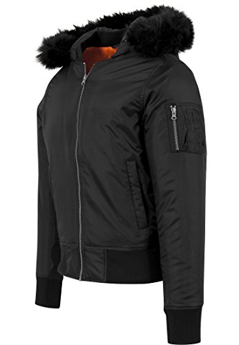 Urban Classics Hooded Basic Bomber Jacket Chaqueta, Negro (Black 7), Large para Hombre