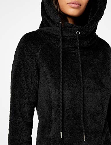 Urban Classics Ladies Long Teddy Hoody Sudadera con Capucha, Negro (Black 7), XS para Mujer