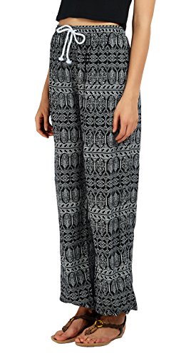 Urban GoCo Mujer Casual Estampado Boho Harem Pantalones Cintura de Cordón Talle Alto Delgado Pantalon de Playa Vacaciones Deportes (S, 1)