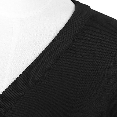 Urban GoCo Mujeres Chaqueta Corta Punto de Manga Larga Rebecas Escote en V Bolero Cárdigan Negro S