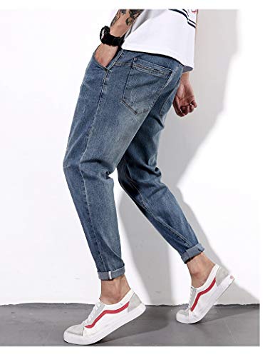 Vaqueros para Jeans Pantalones Harem Elásticos De Gran Tamaño Jeans Hombres Verano Nuevos Pantalones con Agujeros De Nueve Puntos Pantalones