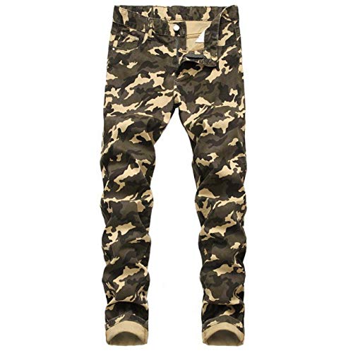 Vaqueros para Jeans Pantalones Vaqueros Elásticos Ajustados para Hombre Pantalones Casuales con Estampado Verde Militar Pantalones Vaqueros