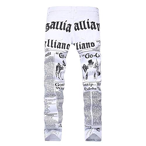 Vaqueros para Jeans Pantalones Vaqueros Elásticos para Hombre A La Moda con Estampado De Letras Blancas, Pantalones Casuales Elásticos Ajust