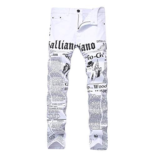 Vaqueros para Jeans Pantalones Vaqueros Elásticos para Hombre A La Moda con Estampado De Letras Blancas, Pantalones Casuales Elásticos Ajust