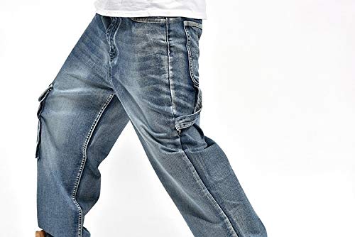 Vaqueros para Jeans Pantalones Vaqueros Holgados Azules para Hombre con Bolsillos Laterales Pantalones De Skate De Marca De Diseñador De Hip