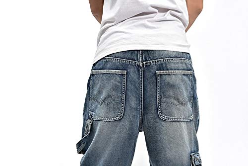 Vaqueros para Jeans Pantalones Vaqueros Holgados Azules para Hombre con Bolsillos Laterales Pantalones De Skate De Marca De Diseñador De Hip