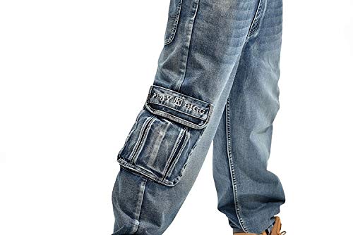 Vaqueros para Jeans Pantalones Vaqueros Holgados Azules para Hombre con Bolsillos Laterales Pantalones De Skate De Marca De Diseñador De Hip