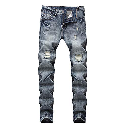 Vaqueros para Jeans Recién Llegado, Pantalones Vaqueros Rectos Casuales con Parche Elástico, Moda para Hombre, Pantalones Largos De Mezclill