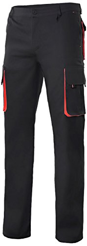 Velilla 103004/C0-12/T44 Pantalón multibolsillos, Negro y rojo, 44