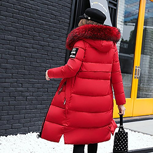 VENMO Mujer Invierno Casual Más Gruesa Abrigo Parkas Militar con Capucha Chaqueta de Acolchado Anorak Jacket Outwear Coats by (XL -Busto: 107cm/42.1", roja)