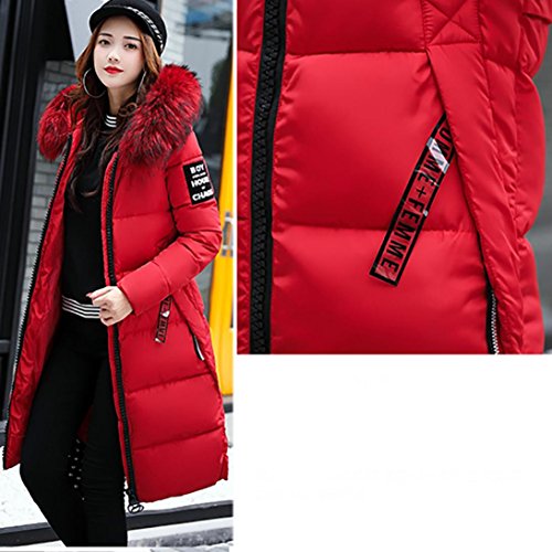 VENMO Mujer Invierno Casual Más Gruesa Abrigo Parkas Militar con Capucha Chaqueta de Acolchado Anorak Jacket Outwear Coats by (XL -Busto: 107cm/42.1", roja)