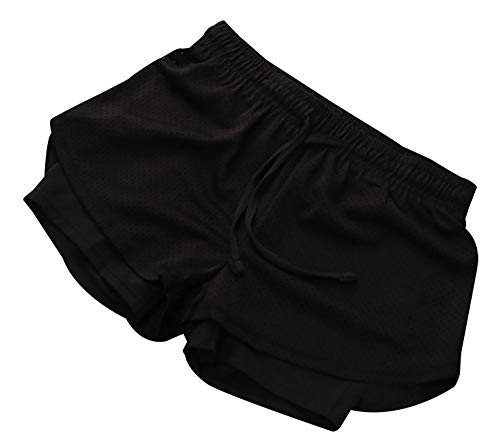 Verano - Pantalones cortos de deporte para mujer, primavera/verano, Mujer, color Negro , tamaño large