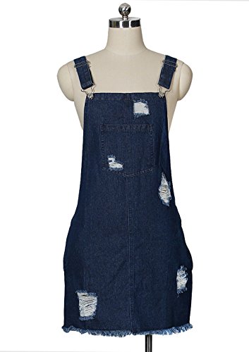 Verano Vestido de Denim Petos Mujeres Moda Ajustable Correa Vaqueros Corto Vestido con Bolsillo Sexy Apretado Paquete de Cadera Roto Agujeros Mini Vestidos de Partido Fiesta