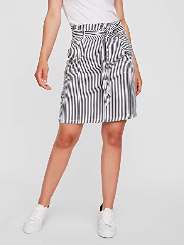 Vero Moda Vmeva HR Paperbag Cot PS Skirt Noos Ga Falda, Blanco como La Nieve, L para Mujer