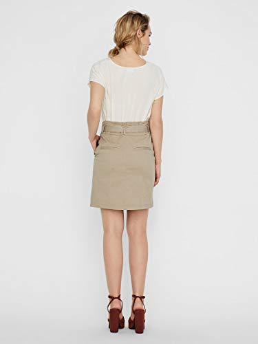 Vero Moda Vmeva HR Paperbag Cot Skirt Noos Ga Falda, Visón Plateado, L para Mujer