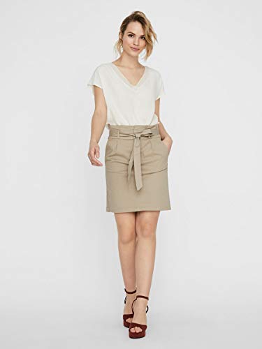 Vero Moda Vmeva HR Paperbag Cot Skirt Noos Ga Falda, Visón Plateado, XS para Mujer