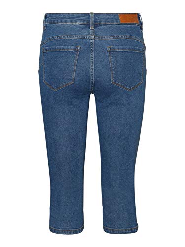 Vero Moda VMHOT Seven NW DNM Slit Knicker Color Jeans, Medio De Mezclilla Azul, L para Mujer