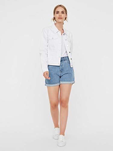 Vero Moda Vmhot SOYA LS Denim Jacket Mix Noos Chaqueta, Blanco (Bright White Bright White), 40 (Talla del Fabricante: Medium) para Mujer