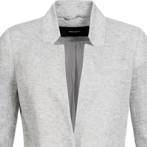 Vero Moda Vmjune W/l Long Blazer Dnm Noos Abrigo, Gris (Light Grey Melange), 40 (Talla del Fabricante: 38) para Mujer