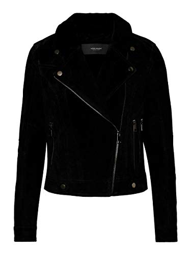 Vero Moda Vmroycesalon Short Suede Jacket Noos Chaqueta de Cuero, Black, L para Mujer