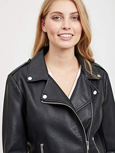 Vila Clothes Vicara Faux Leather Jacket-Noos Chaqueta, Negro (Black Black), 42 (Talla del Fabricante: X-Large) para Mujer