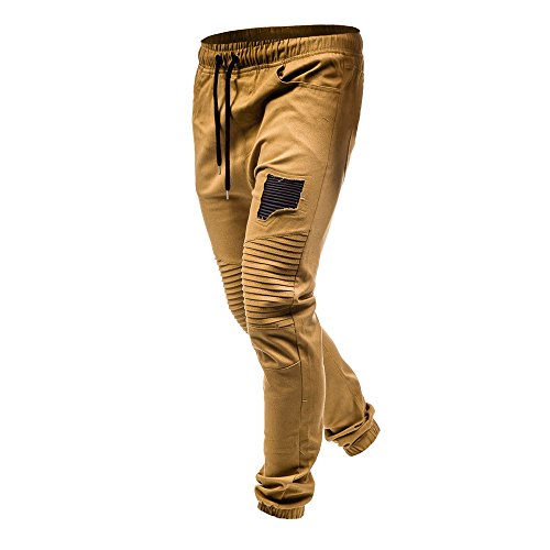 VPASS Pantalones para Hombre,Cintura Ajustable por Cordón y Bolsillos Pantalones Moda Pop Casuales Chándal de Hombres Jogging Pants Trend Largo Pantalones