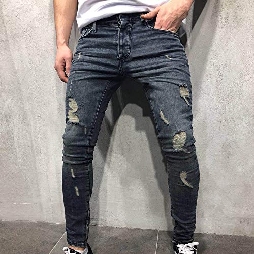 VPASS Pantalones Vaqueros para Hombre,Pantalones Casuales Moda Jeans Sueltos Ocasionales Elásticos Pantalon Fitness Pants Largos Pantalones Ropa de Hombre