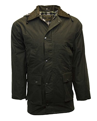 Walker and Hawkes - Chaqueta sin Acolchado para Hombre - Abrigo Encerado Ideal para Cazar - Estilo campiña Inglesa - Verde Oliva - XXX-Large