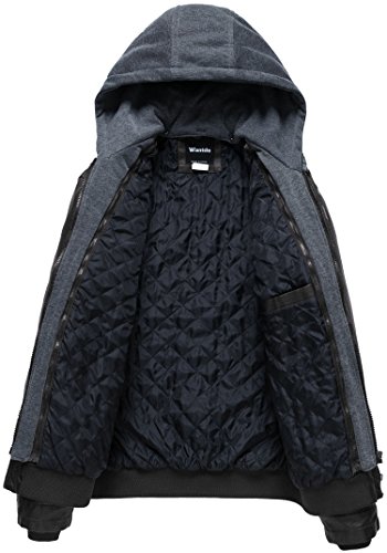 Wantdo Cazadora Aviador Invierno Cuero Hombre Negro Small