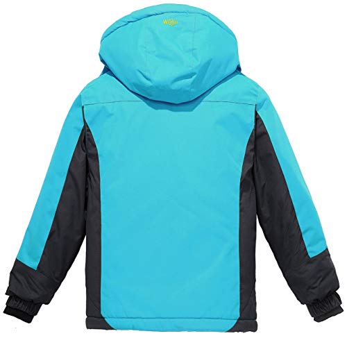 Wantdo Chaqueta de Esquí Abrigo Windbreaker Paño Suave Parka Resistente al Agua para Acampar Viajar Chaqueta de Bolsillos Múltiples Cremallera para Niñas Azul Saboya Claro 152-158