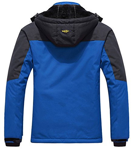 Wantdo Chaqueta de Esquí Impermeable Montaña Chaqueta Aislada con Vellón Cálida Invierno Abrigo Snowboard para Exteriores Parka de Nieve con Capucha para Hombre Gris Oscuro XX-Large