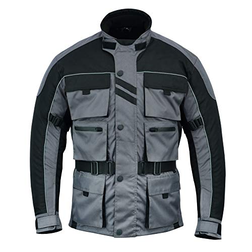 Warrior Gears® - Chaqueta de motocicleta con 6 bolsillos para hombre, diseño de guerrero, de alta visibilidad, con armadura CE | Chaquetas impermeables