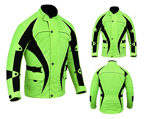 Warrior Gears® - Chaqueta de motocicleta para hombre, guerrero, textil, carreras, moto de alta visibilidad, blindada CE | Chaquetas impermeables