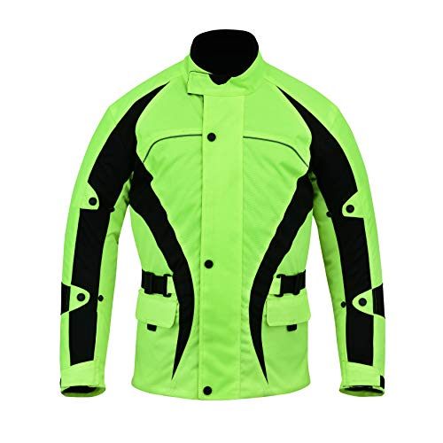 Warrior Gears® - Chaqueta de motocicleta para hombre, guerrero, textil, carreras, moto de alta visibilidad, blindada CE | Chaquetas impermeables