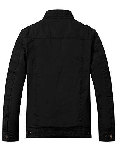 WenVen Abrigo Cálido Invierno Abrigo Forro Polar Grueso Chaquetas Estilo Militar Clásica Chaquetas de Lana Exteriores Hombre Negro Small