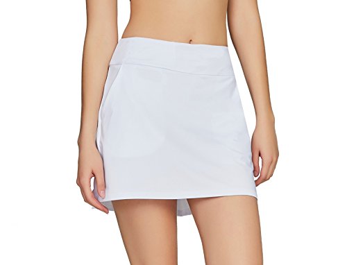 Westkun Falda Plisada De Tenis con CordóN EláStico Mujer Skort De Golf(Blanco,M)