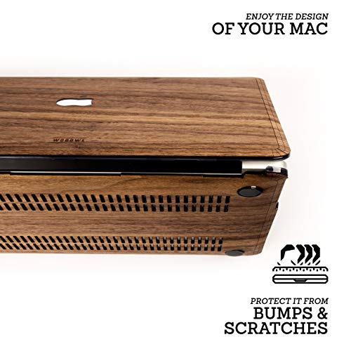 WOODWE® Real Wood Macbook Hard Case for Protection | For Mac Pro 15 Inch Retina Display/White Apple Logo | Mid 2012 – Mid 2015 | Natural Walnut Wood