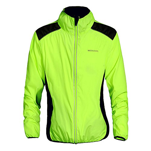 WOSAWE OSAWE Chaqueta de Ciclismo Hombre/Mujer Ultra-Light MTB Chaqueta Transpirable De Alta Visibilidad Bicicleta Ropa Verde XXL