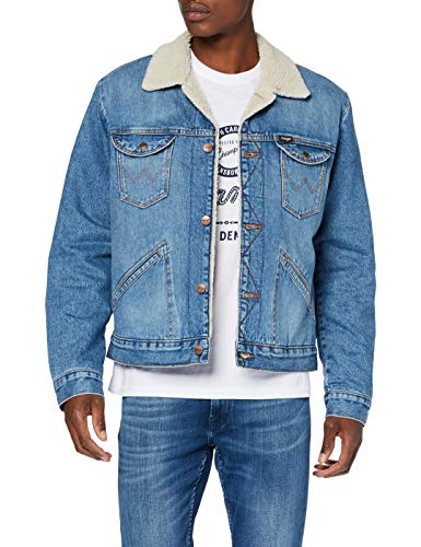 Wrangler Icons Sherpa Chaqueta de mezclilla, Azul (3 Years 10k), Large para Hombre